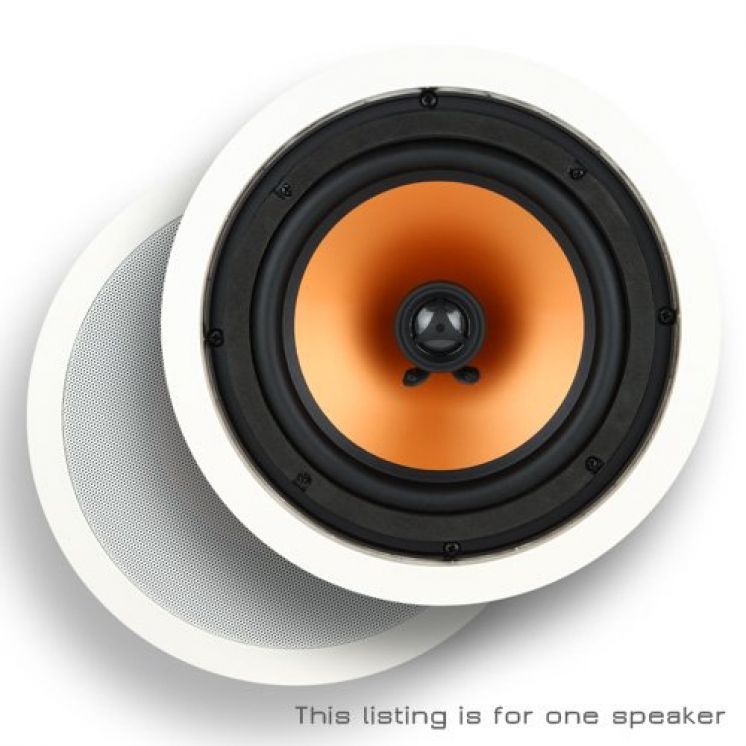 Micca M-8C 8 Inch 2-Way In-Ceiling In-Wall Speaker with Pivoting 1&quot; Silk Dome Tweeter (Each, White)
